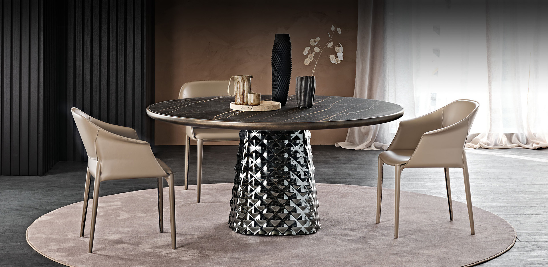 Dining Table Cattelan italia Atrium Wood Round