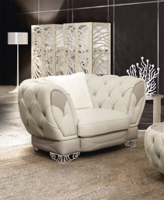 Armchair Bm style Contemporary leather Ottaviano with feet poltrona