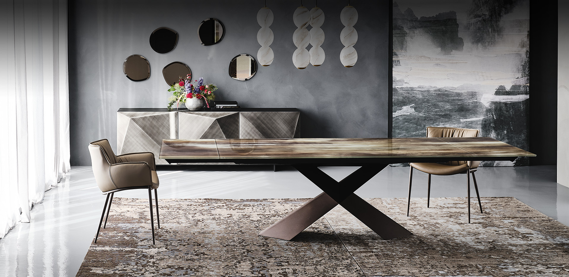 Dining Table Cattelan Italia Tyron Crystalart Drive