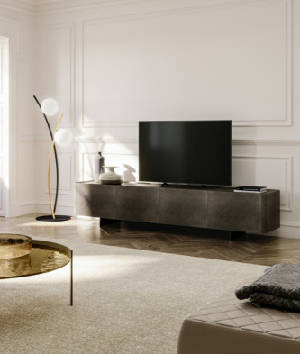 TV Stand Eforma Alma tv unit laccato, bronzo spazzolato
